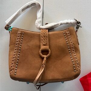 Montana West Tan Leather Conceal and carry Shoulder Bag